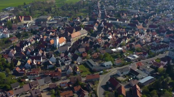 Veduta Aerea Del Villaggio Knittlingen Germania Una Soleggiata Giornata Primaverile — Video Stock