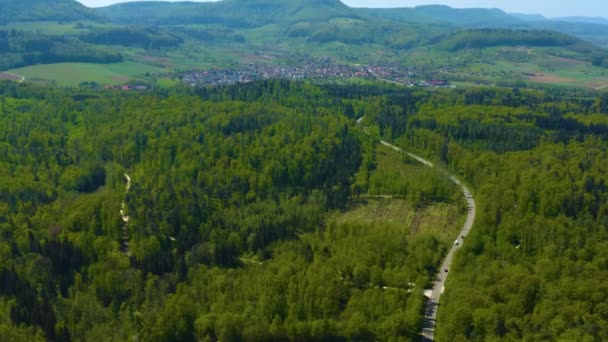 Vista Aérea Cidade Suessen Primavera Durante Bloqueio Coronavírus — Vídeo de Stock