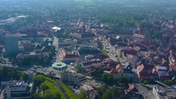 Vista Aérea Ciudad Bayreuth Alemania Día Soleado Primavera Durante Bloqueo — Vídeo de stock