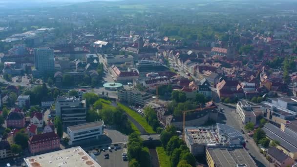 Vista Aérea Ciudad Bayreuth Alemania Día Soleado Primavera Durante Bloqueo — Vídeo de stock