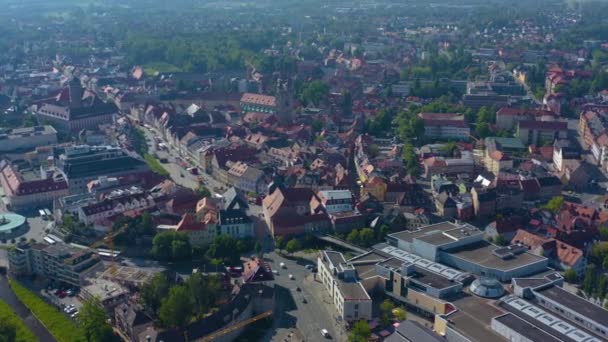 Vista Aérea Ciudad Bayreuth Alemania Día Soleado Primavera Durante Bloqueo — Vídeo de stock