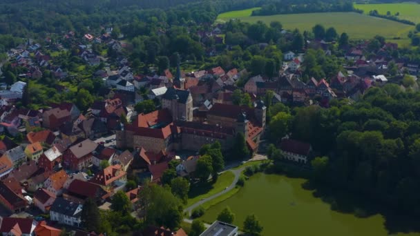 Vista Aérea Cidade Castelo Thurnau Alemanha Dia Ensolarado Primavera Durante — Vídeo de Stock
