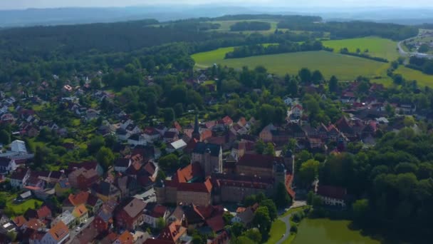 Pemandangan Udara Kota Dan Kastil Thurnau Jerman Pada Hari Yang — Stok Video