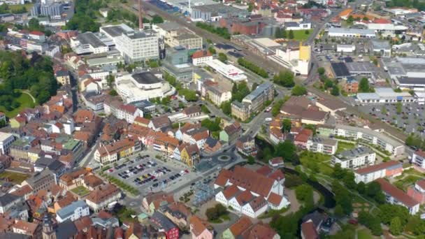 Повітряний Вид Міста Кулмбах Німеччині Сонячний День Навесні Під Час — стокове відео