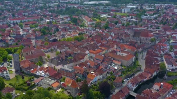 Luchtfoto Van Stad Kronach Duitsland Een Zonnige Dag Het Voorjaar — Stockvideo