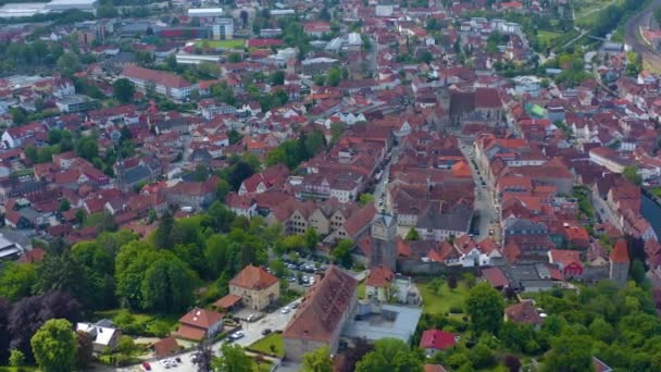 Luchtfoto Van Stad Kronach Duitsland Een Zonnige Dag Het Voorjaar — Stockvideo