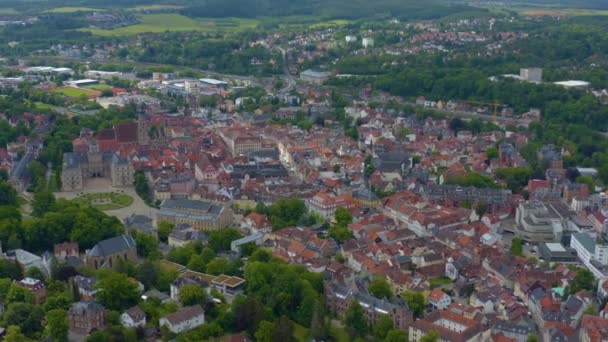 Flygfoto Över Staden Och Slottet Coburg Tyskland Solig Dag Våren — Stockvideo