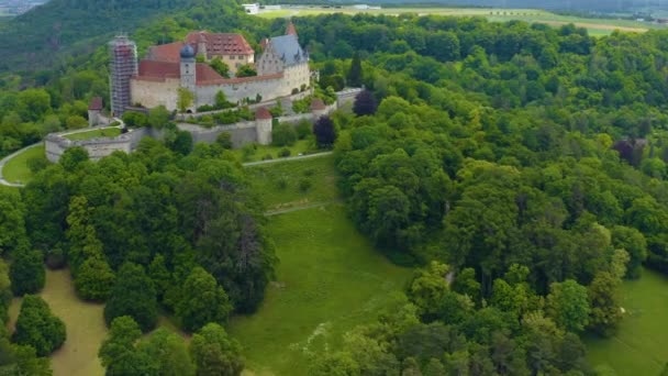 Vista Aérea Ciudad Castillo Coburgo Alemania Día Soleado Primavera Durante — Vídeo de stock