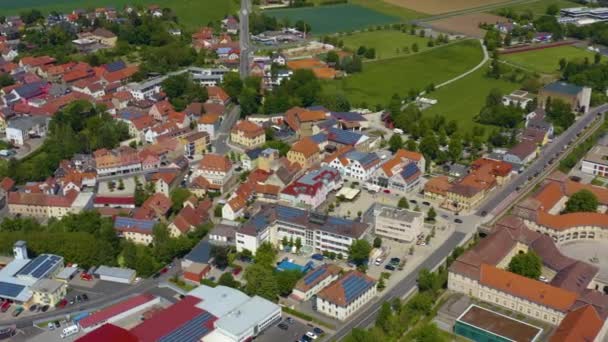 Baharda Güneşli Bir Günde Almanya Nın Aeriel Şehri Sarayı Werneck — Stok video