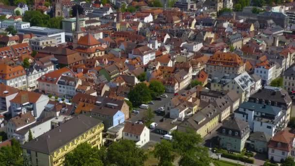 Flygfoto Över Staden Bad Kissingen Tyskland Solig Dag Våren Coronavirusets — Stockvideo