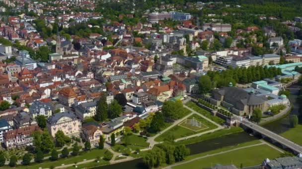 Vista Aérea Cidade Bad Kissingen Alemanha Dia Ensolarado Primavera Durante — Vídeo de Stock