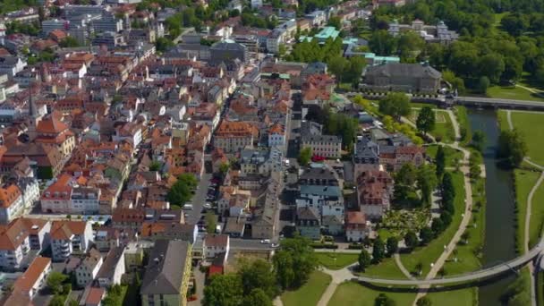 Letecký Pohled Město Bad Kissingen Německu Slunečného Jarního Dne Během — Stock video