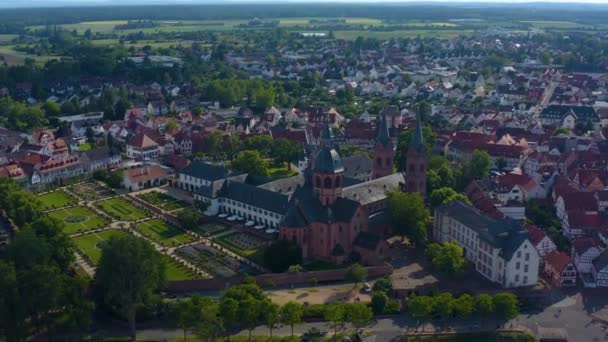 Letecký Pohled Město Seligenstadt Německu Slunečného Jarního Dne Během Uzamčení — Stock video