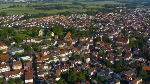 Luchtfoto Van Stad Seligenstadt Duitsland Een Zonnige Dag Het Voorjaar — Stockvideo