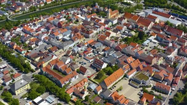 Vista Aérea Ciudad Kelheim Alemania Baviera Soleado Día Primavera Durante — Vídeos de Stock