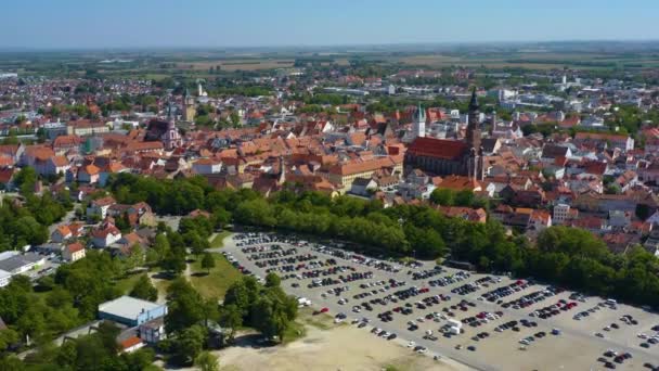 Letecký Pohled Město Straubing Německu Bavorsko Slunečného Jarního Dne Během — Stock video