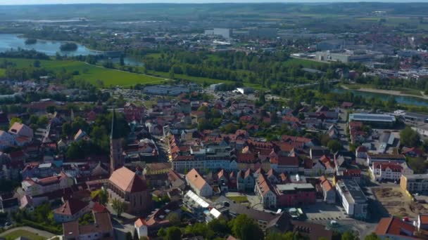 Aerial View City Dingolfing Germany Bavaria Sunny Spring Day Coronavirus — Stock Video