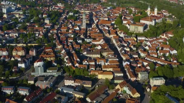 Вид Повітря Місто Фрізінг Німеччині Баварія Сонячного Весняного Дня Під — стокове відео