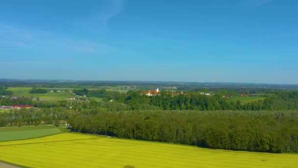 Vista Aérea Del Monasterio Attel Alemania Baviera Soleado Día Primavera — Vídeo de stock