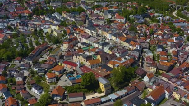 Aerial View City Traunstein Germany Bavaria Sunny Spring Day Coronavirus — Stock Video