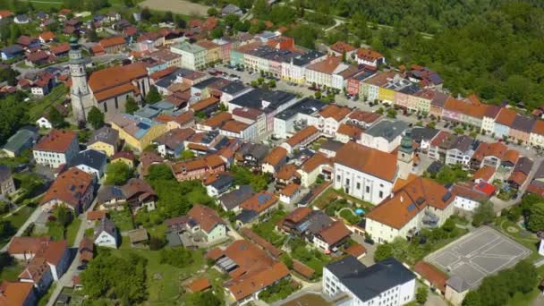 Letecký Pohled Město Tittmoning Německu Bavorsko Slunečného Jarního Dne Během — Stock video