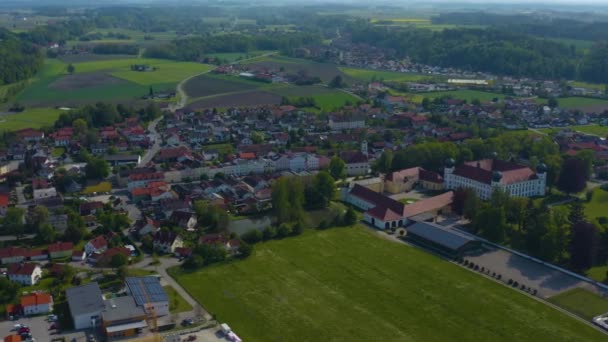 Vue Aérienne Ville Tuessling Allemagne Bavière Par Une Journée Printemps — Video