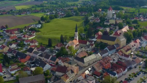 Aerial View City Haag Oberbayern Germany Bavaria Sunny Spring Day — Stock Video