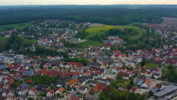 Aerial View City Thierhaupten Germany Bavaria Sunny Spring Day Coronavirus — Stock Video