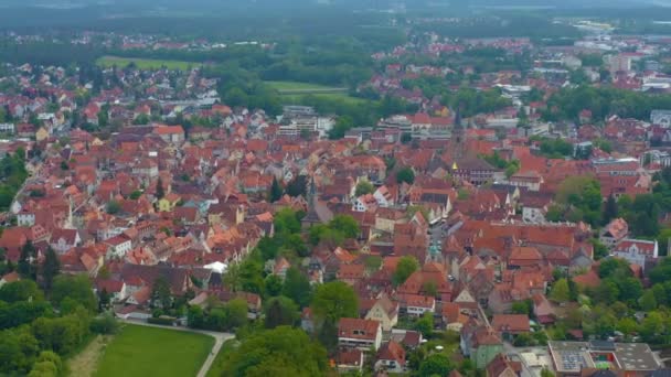 Vista Aérea Cidade Schwabach Alemanha Baviera Dia Ensolarado Primavera Durante — Vídeo de Stock