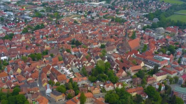Vista Aérea Ciudad Schwabach Alemania Baviera Soleado Día Primavera Durante — Vídeos de Stock