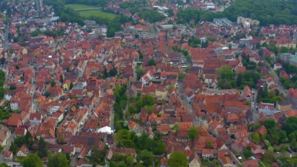 Luchtfoto Van Schwabach Duitsland Beieren Een Zonnige Lentedag Tijdens Afsluiting — Stockvideo