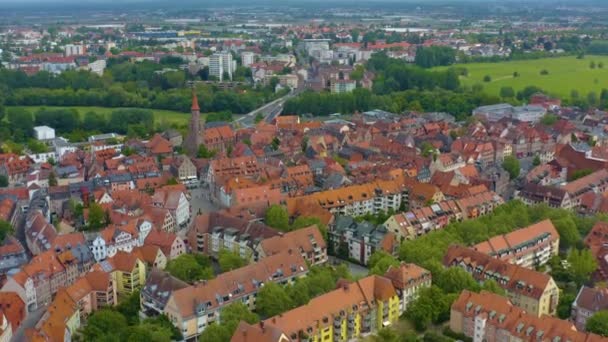 Vista Aérea Ciudad Fuerth Alemania Baviera Soleado Día Primavera Durante — Vídeos de Stock