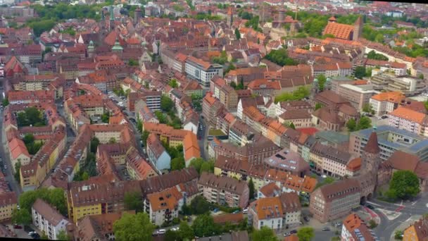 Letecký Pohled Město Norimberk Německu Bavorsko Slunečného Jarního Dne Během — Stock video