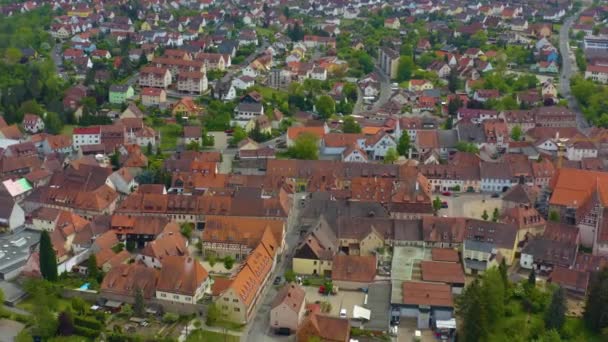 Vista Aérea Ciudad Langenzenn Alemania Baviera Soleado Día Primavera Durante — Vídeos de Stock