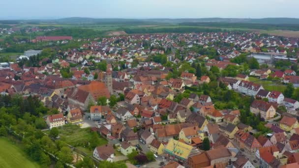 Veduta Aerea Della Città Langenzenn Germania Baviera Una Giornata Sole — Video Stock