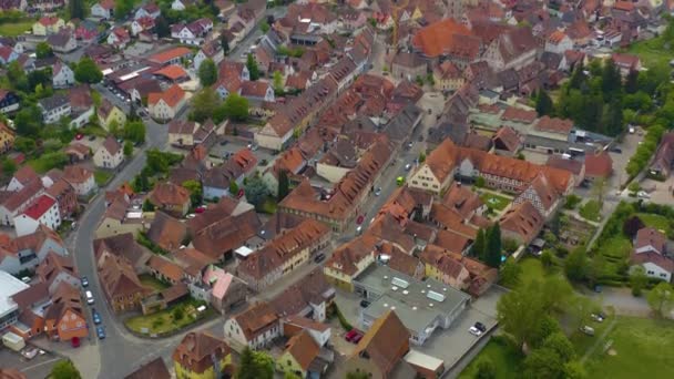 Vista Aérea Cidade Langenzenn Alemanha Baviera Dia Ensolarado Primavera Durante — Vídeo de Stock