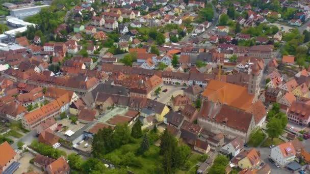 Luchtfoto Van Langenzenn Duitsland Beieren Een Zonnige Lentedag Tijdens Afsluiting — Stockvideo