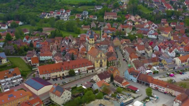 Luchtfoto Van Stad Wilhermsdorf Duitsland Beieren Een Zonnige Lentedag Tijdens — Stockvideo