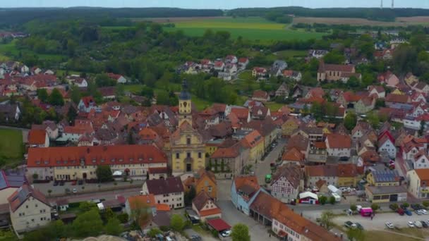 Luchtfoto Van Stad Wilhermsdorf Duitsland Beieren Een Zonnige Lentedag Tijdens — Stockvideo