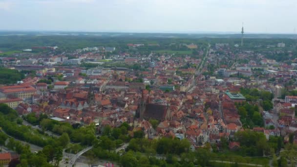 Letecký Pohled Město Ansbach Německu Bavorsko Slunečného Jarního Dne Během — Stock video