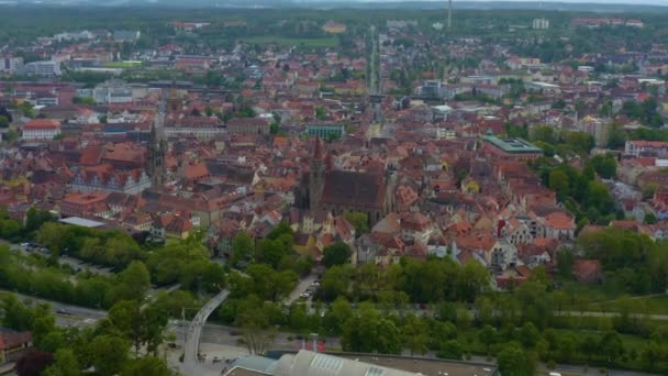 Vista Aérea Cidade Ansbach Alemanha Baviera Dia Ensolarado Primavera Durante — Vídeo de Stock