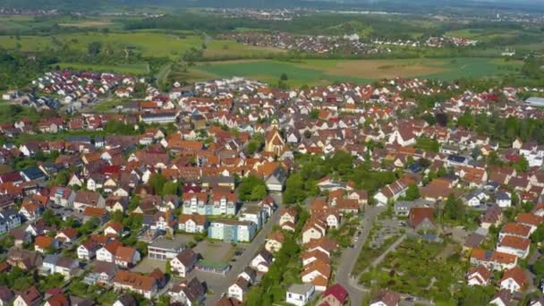 Vista Aérea Cidade Weilheim Der Teck Alemanha Dia Ensolarado Primavera — Vídeo de Stock
