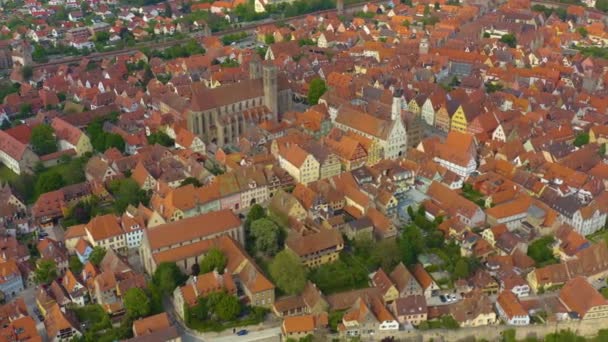 Widok Powietrza Miasto Rothenburg Der Tauber Niemczech Bawaria Słoneczny Wiosenny — Wideo stockowe