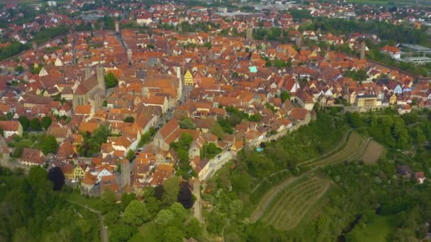 Vue Aérienne Ville Rothenburg Der Tauber Allemagne Bavière Par Une — Video