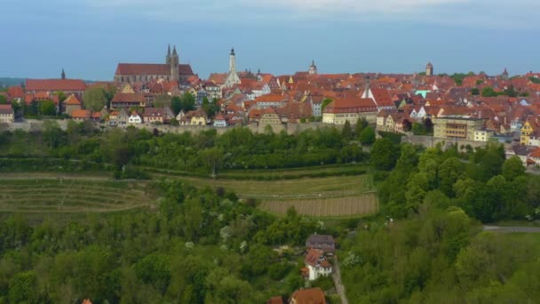 Vue Aérienne Ville Rothenburg Der Tauber Allemagne Bavière Par Une — Video