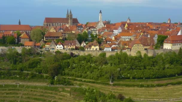 Vue Aérienne Ville Rothenburg Der Tauber Allemagne Bavière Par Une — Video