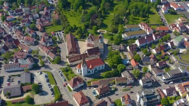 Vista Aérea Ciudad Donzdorf Alemania Soleado Día Primavera Durante Cierre — Vídeos de Stock