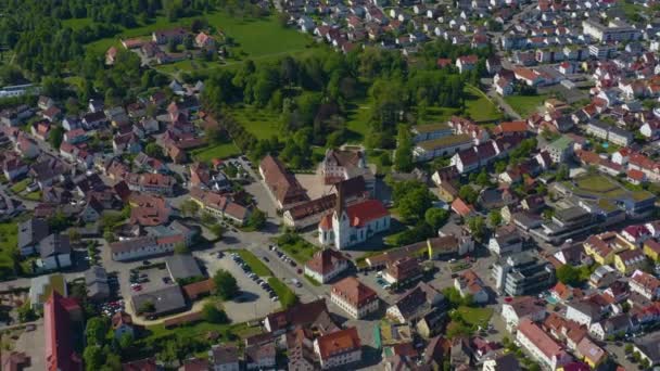 Vue Aérienne Ville Donzdorf Allemagne Par Une Journée Ensoleillée Printemps — Video