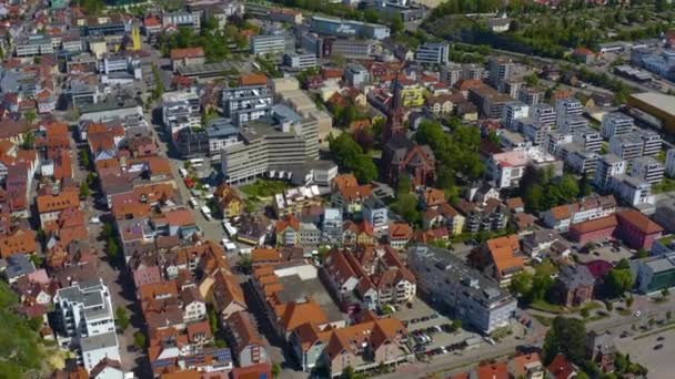 Повітряний Вид Місто Гейденхайм Німеччині Сонячний Весняний День Під Час — стокове відео