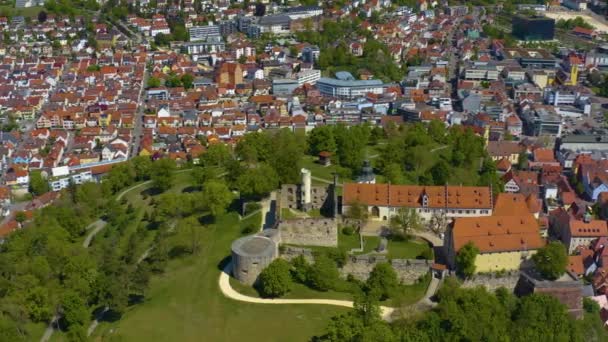 Повітряний Вид Місто Гейденхайм Німеччині Сонячний Весняний День Під Час — стокове відео